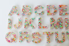 Pastel Multi-colored glitter letters