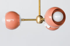 Peach and Brass Midcentury modern style Flushmount ceiling light fixture with floral daisy details