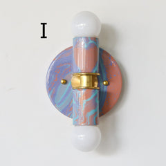 Peach, Lavender, & Light Blue Marbled Small Thalia Sconces