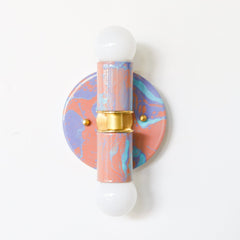 Peach, Lavender, & Light Blue Marbled Small Thalia Sconces