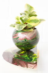 Plum & Green Marbled Demilune Planter