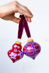 Purple Metallic Painted Ornaments Set