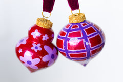 Purple Metallic Painted Ornaments Set