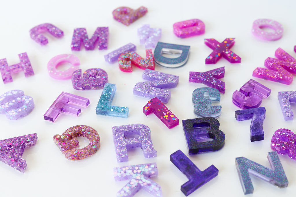 Multicolor Small Mixed Print & Script Glitter Letter Stickers - (228 p –