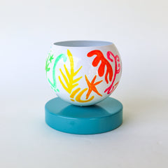 Rainbow & Teal Squiggle Loa Planter