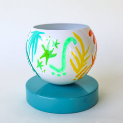 Rainbow & Teal Squiggle Loa Planter