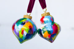 Rainbow Brushstroke Painted Ornaments Set