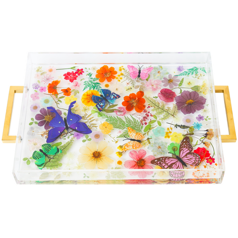 Colorful Florals & Butterflies Tray