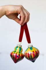 Red, Yellow, & Green Painted Ornaments Set