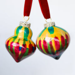Red, Yellow, & Green Painted Ornaments Set