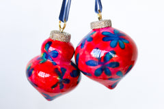 Red & Blue Flowers Ornaments Set