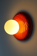 Vibrant Red Wavy Line Relief Globe Sconce - One of One