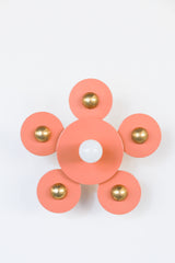 Peach and Brass modern geometric flushmount ceiling light or wall sconce.  Geometric, eclectic, and unique light fixture design.