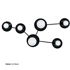 Mid-century modern black constellation wall sconce inspired by Taurus, featuring multiple star discs connected in a clean, geometric pattern. A statement wall light for contemporary interiors, eclectic homes, and modern design spaces. Handmade to order in New Orleans by Sazerac Stitches. Ideal for bedrooms, foyers, hallways, and feature walls.