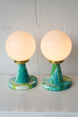 Marbled Teal & Chartreuse Finn Lamp
