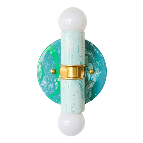Teal & White Marbled Small Thalia Sconces