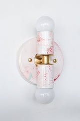 White, Pink & Green Marbled Small Thalia Sconces