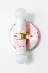 White, Pink & Green Marbled Small Thalia Sconces