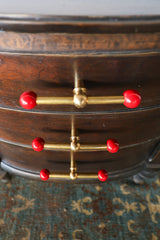 Vibrant bright red & Brass long drawer pull with a pop of color. Modern geometric shape