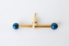 Vibrant jewel tone turquoise or teal & Brass long drawer pull with a pop of color. Modern geometric shape. Maximalist or eclectic interior design drawer pulls.