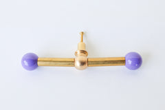 Pastel Purple & Brass long drawer pull with a pop of color. Modern geometric shape