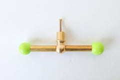 Chartreuse & Brass long drawer pull with a pop of color