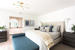 large carousel chandelier modern ceiling fixture in a bedroom makeover