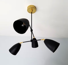black and brass modern chandelier mid-century inspired MCM sazerac stitches