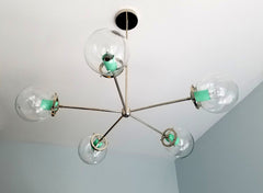 chrome and mint modern sputnik chandelier
