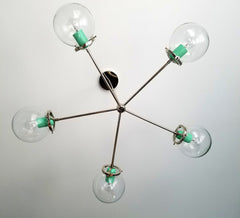 modern sputnik pinwheel chandelier in chrome and mint by sazerac stitches