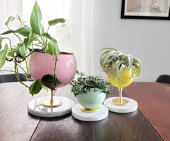 Pastel and marble planters by Sazerac Stitches