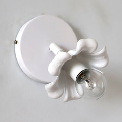 White adjustable floral wall sconce side view