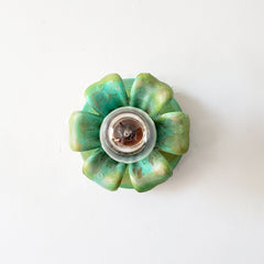 Aged green and turquoise floral sconce or flushmount ceiling light front view