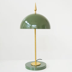 Olive and brass modern masculine table lamp with spike