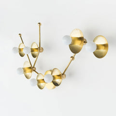 Brass Aquarius Constellation light inspired by astrology.  Flushmount ceiling light fixture or large wall sconce in brass