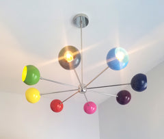 Chrome and rainbow chandelier Arcenciel fixture modern lighting mid century eyeball globe lighting fixture