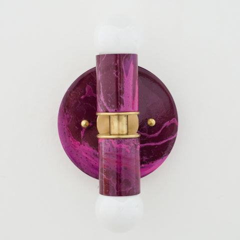 Black Cherry & Magenta Marbled Small Thalia Sconce