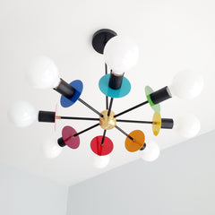 Black rainbow chandelier made by Sazerac Stitches