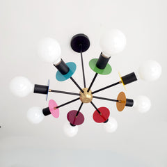 Black rainbow chandelier made by Sazerac Stitches