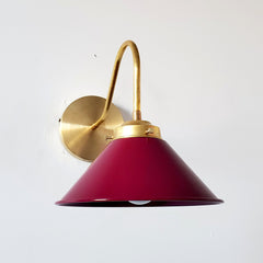 purple marooon and brass cone modern wall sconce