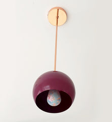 Copper and Maroon pendant light with a globe shade