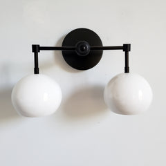Double Loa Sconce with White Shades
