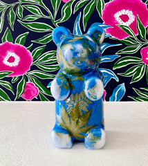 Blue Bear with Leaves