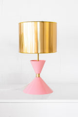 pastel pink and brass modern table lamp