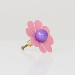 light pink and pastel purple floral drawer pull or cabinet knob