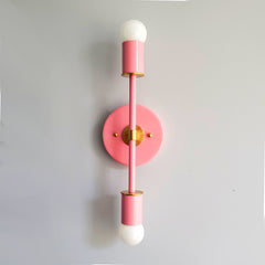 Pink & Brass Wall sconce with brass accents by Sazerac Stitches