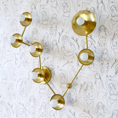 Brass Pisces constellation wall sconce or flushmount ceiling light.  Astrology inspired fixture by sazerac stitches