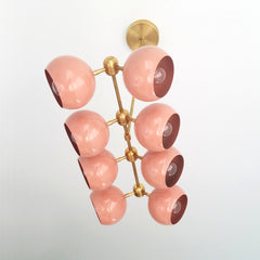 Peach and brass long chandelier midcentury modern inspired italian design stilnovo design home decor