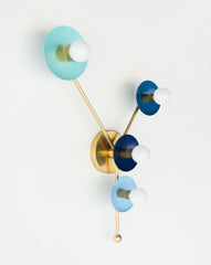 Teal blue and Brass Cancer Constellation wall sconce or ceiling flushmount lighting fixture