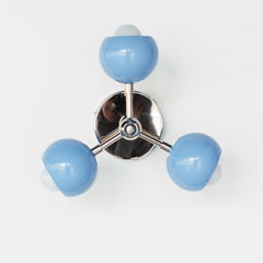 Pastel blue and chrome mid century modern inspired flushmount ceiling light or wall sconce